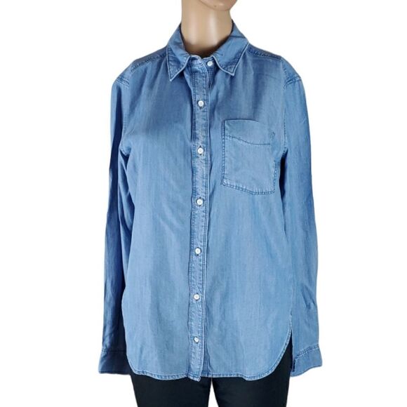 Athleta Oversized Chambrey Denim Shirt - Picture 1 of 5